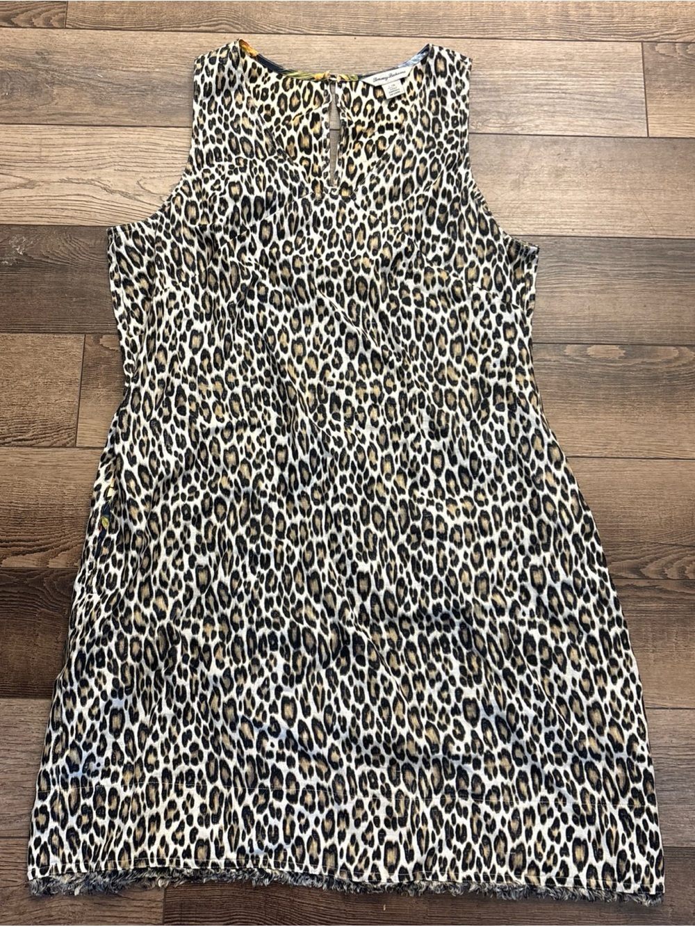 Tommy Bahama 100% Linen Cheetah Print Shift Dress Size Large